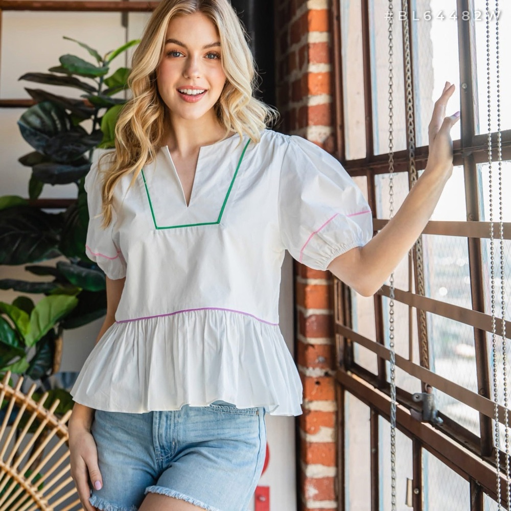 NWT Cotton Bleu Peplum Top | Size Small